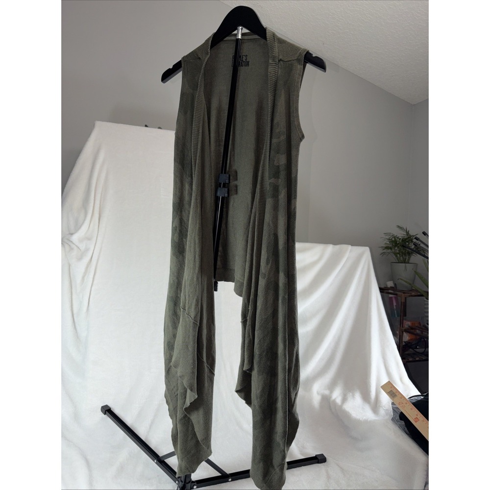 People's Liberation Camo Open Duster Asymmetrical Waterfall Hem Boho‎ Grunge XS